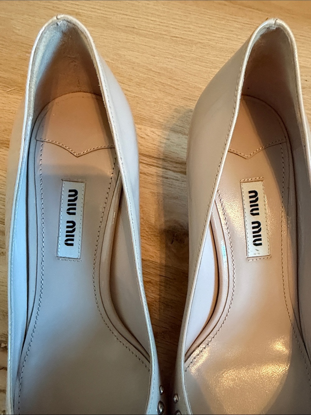 Miu Miu Blush Pearl & Crystal Pointed-Toe Pumps - Picture 4 of 8